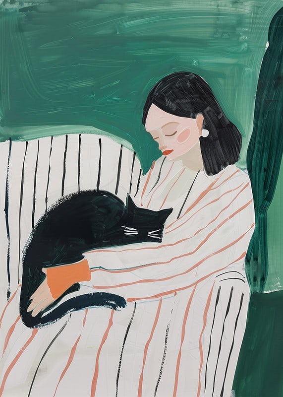 A poster that captures the warmth of the bond between human and cat-12