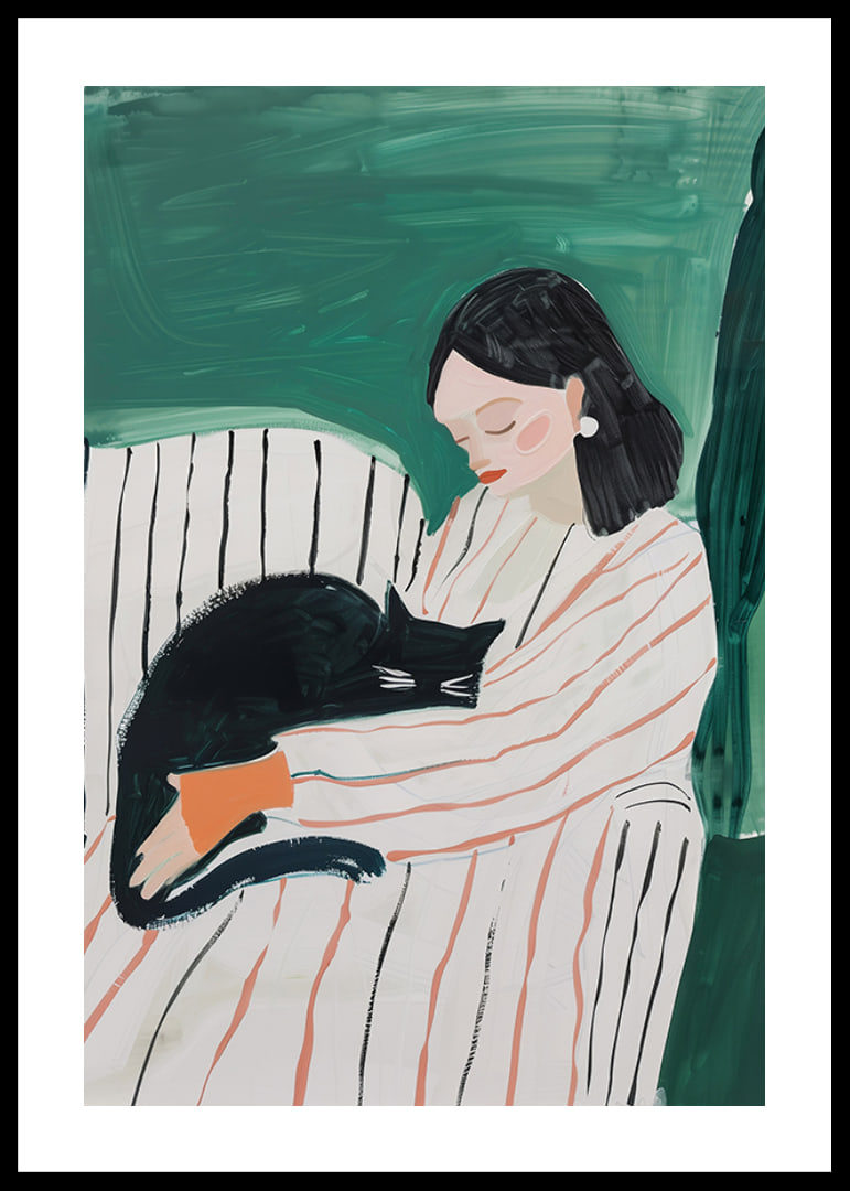 A poster that captures the warmth of the bond between human and cat-12