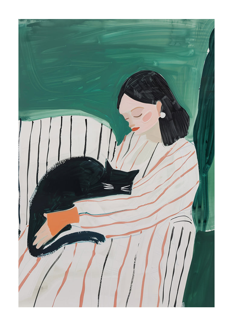 A poster that captures the warmth of the bond between human and cat-12