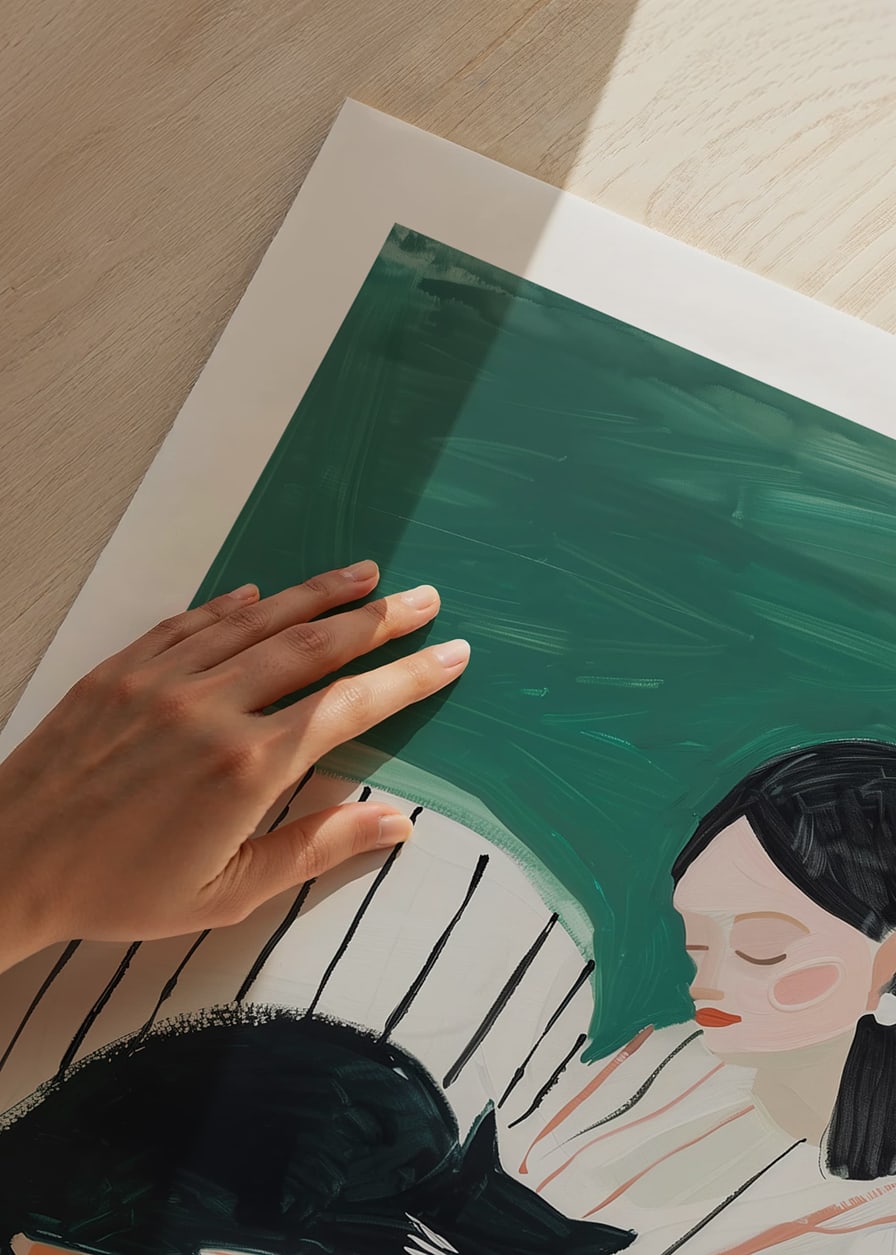 A poster that captures the warmth of the bond between human and cat-12
