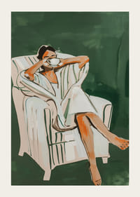 Ein Poster, das einen ruhigen Morgenmoment mit einer dampfenden Tasse Kaffee einfängt-3