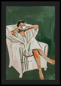 Ein Poster, das einen ruhigen Morgenmoment mit einer dampfenden Tasse Kaffee einfängt-4