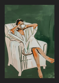 Ein Poster, das einen ruhigen Morgenmoment mit einer dampfenden Tasse Kaffee einfängt-5