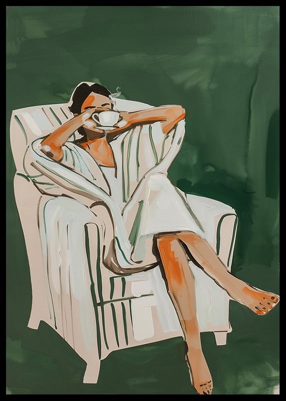 A poster that captures a quiet morning moment with a steaming cup of coffee-12