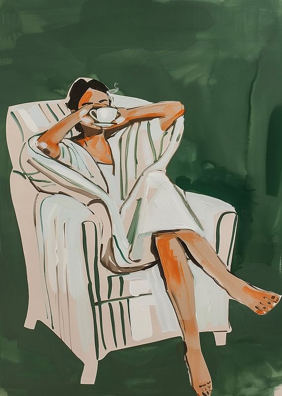 A poster that captures a quiet morning moment with a steaming cup of coffee-12