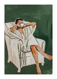 A poster that captures a quiet morning moment with a steaming cup of coffee-1