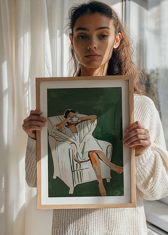 A poster that captures a quiet morning moment with a steaming cup of coffee-12