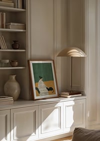 A poster depicting a quiet moment between a woman and her black cat-8