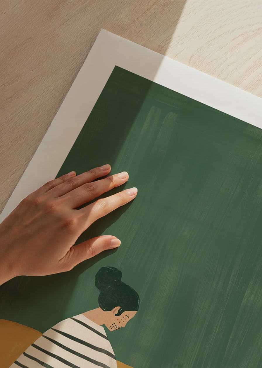 A poster depicting a quiet moment between a woman and her black cat-12