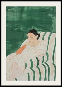 A poster depicting a woman wrapped in a striped blanket-2