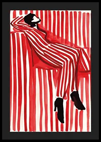 A poster depicting a person in a striped outfit that blends into the background-4