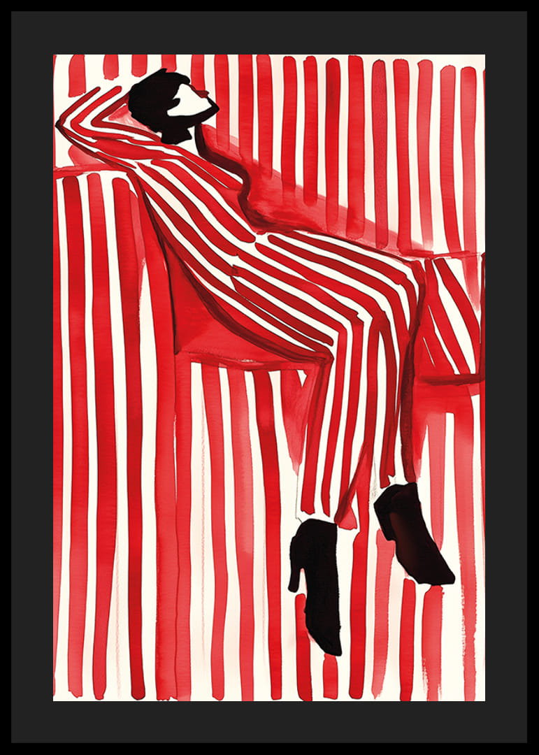 Plagát zobrazujúci osobu v pruhovanom oblečení, ktorá splýva s pozadím-12