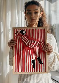 A poster depicting a person in a striped outfit that blends into the background-4