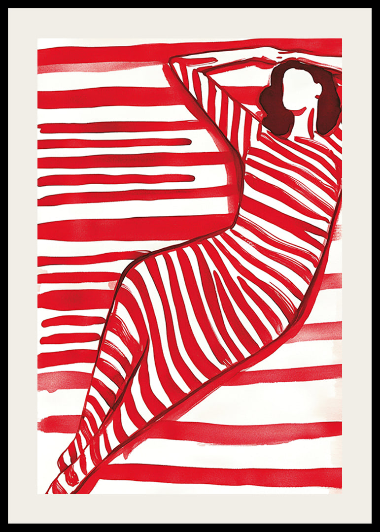 Bold and modern silhouette in red and white, full of movement and style-12