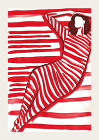 Bold and modern silhouette in red and white, full of movement and style-3