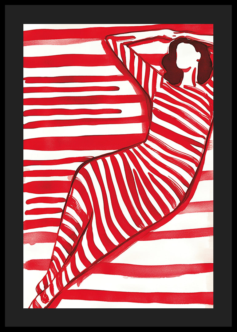 Bold and modern silhouette in red and white, full of movement and style-12