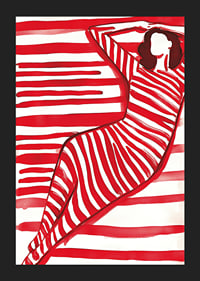 Bold and modern silhouette in red and white, full of movement and style-5