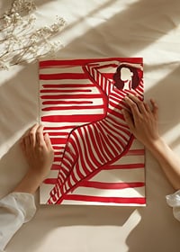Bold and modern silhouette in red and white, full of movement and style-8
