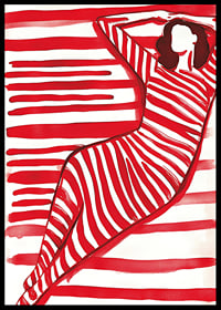 Bold and modern silhouette in red and white, full of movement and style-6