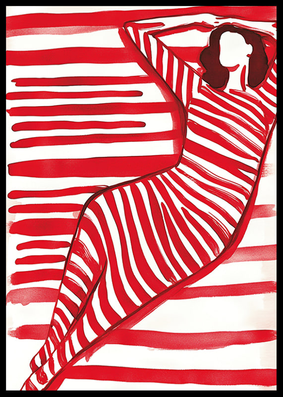 Bold and modern silhouette in red and white, full of movement and style-12