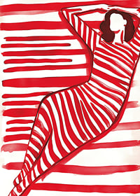 Bold and modern silhouette in red and white, full of movement and style-7