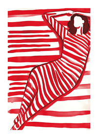 Bold and modern silhouette in red and white, full of movement and style-1
