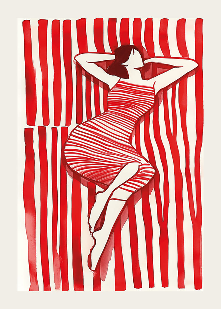 Žiarivé červené pruhy vytvárajú dynamický a štýlový výraz-12