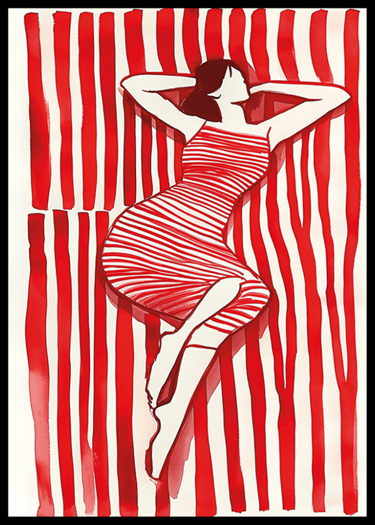 Rhythm In Red Poster | Akvarell | Gallerix.se