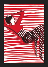 Relaxed elegance in red dreaming about the harmony of lines-5