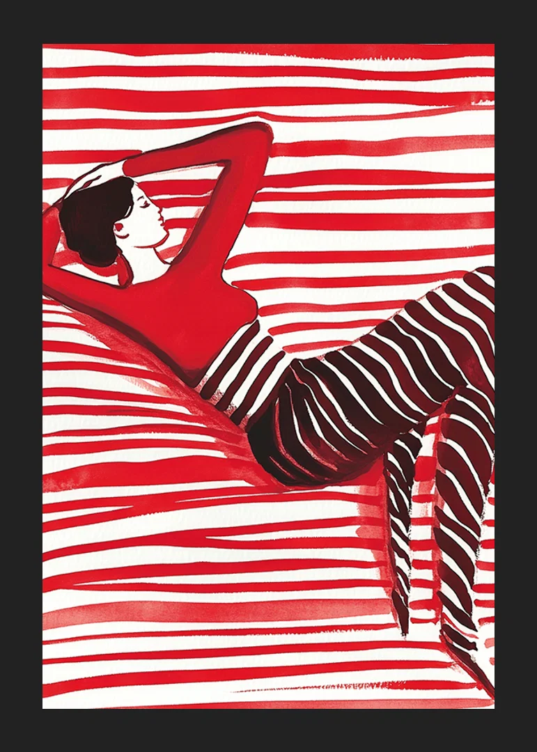 Relaxed elegance in red dreaming about the harmony of lines-12