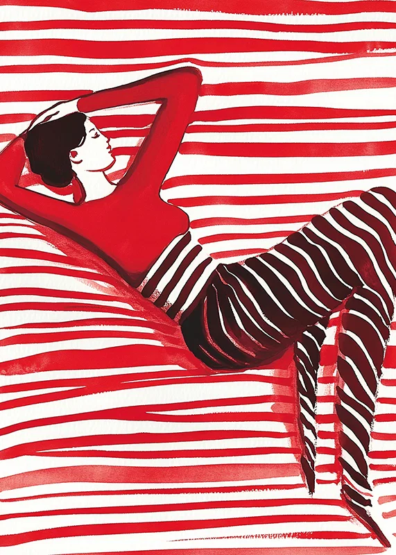 Relaxed elegance in red dreaming about the harmony of lines-12