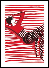 Relaxed elegance in red dreaming about the harmony of lines-0