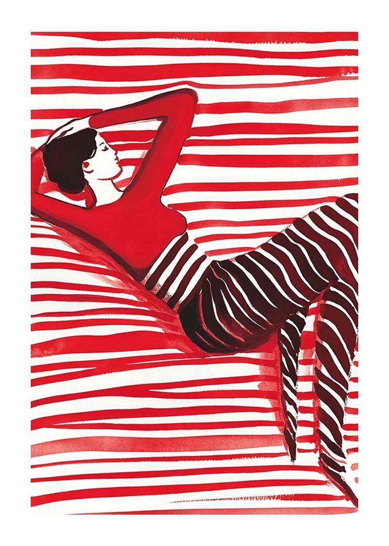 Relaxed elegance in red dreaming about the harmony of lines-12