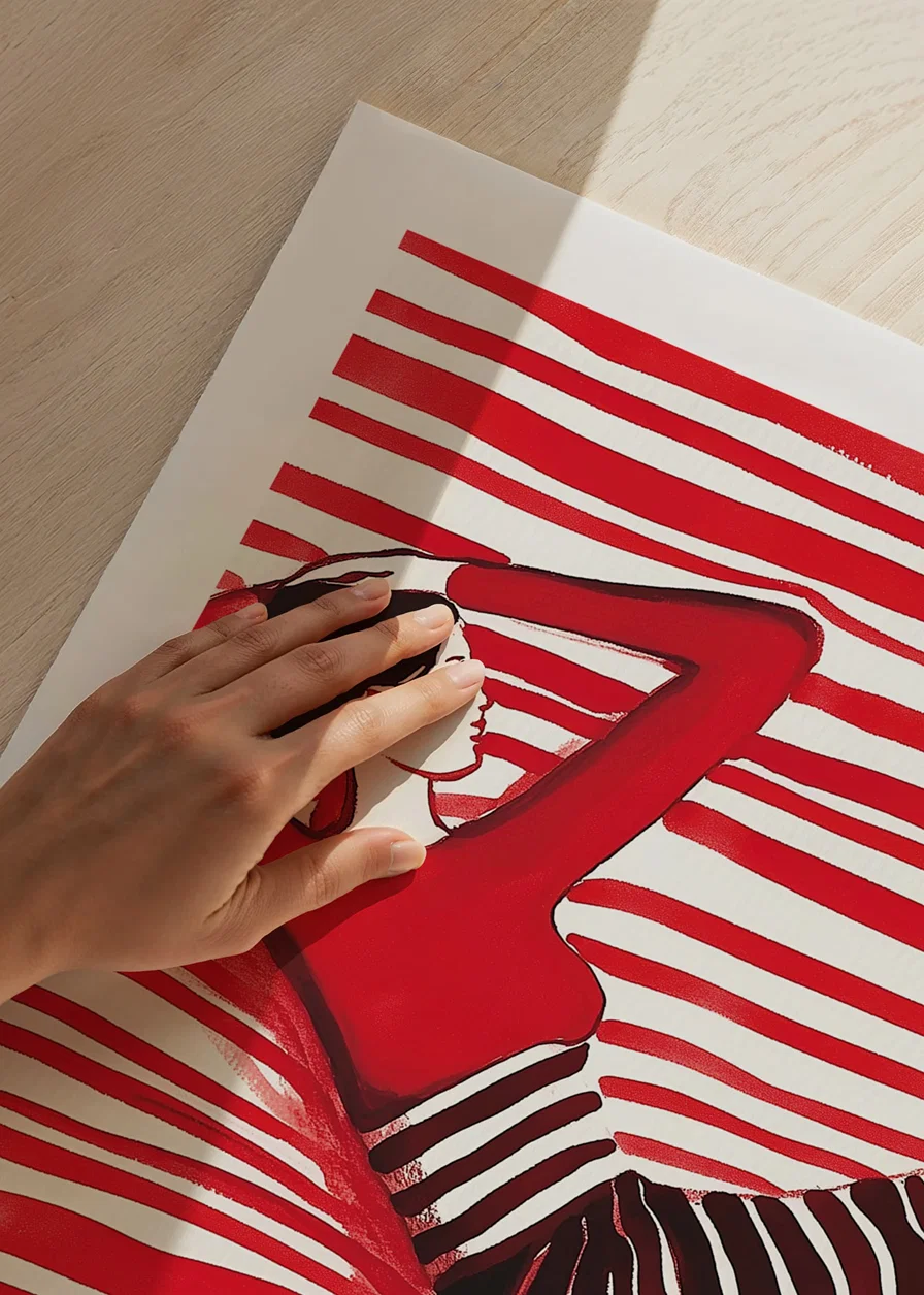 Relaxed elegance in red dreaming about the harmony of lines-12