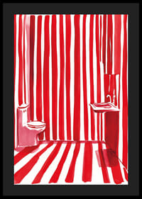 Une affiche de salle de bain audacieuse et dynamique avec des rayures rouges et blanches-4