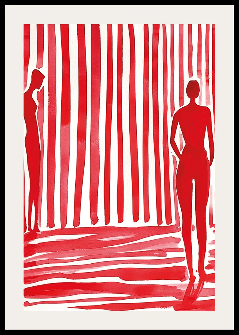 Röda silhuetter och ränder skapar dramatik och mystik på denna poster-12