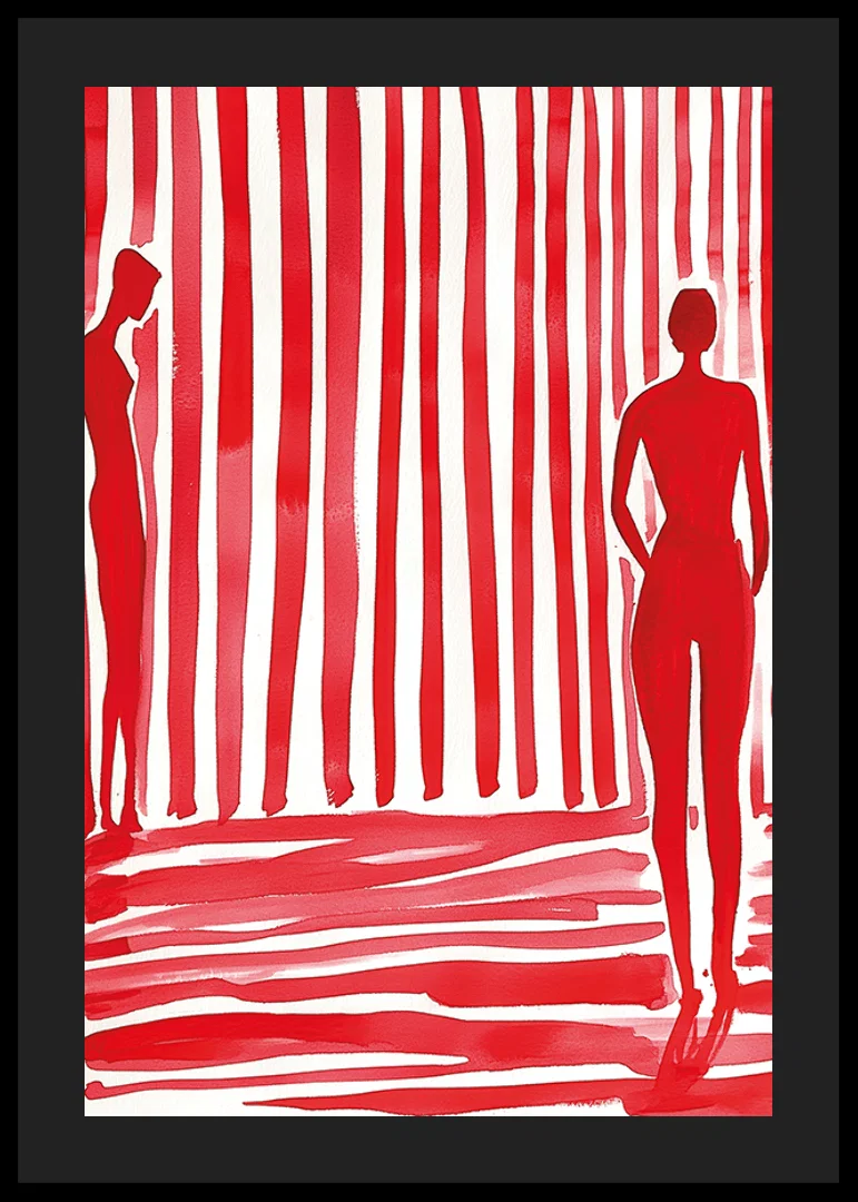 Röda silhuetter och ränder skapar dramatik och mystik på denna poster-12