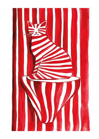 Poster Cat In Candy Stripes