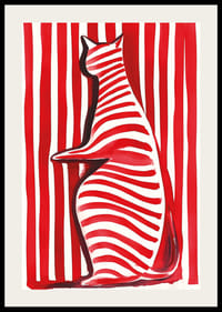 En katt i rött och vitt skapar en livfull visuell effekt-2