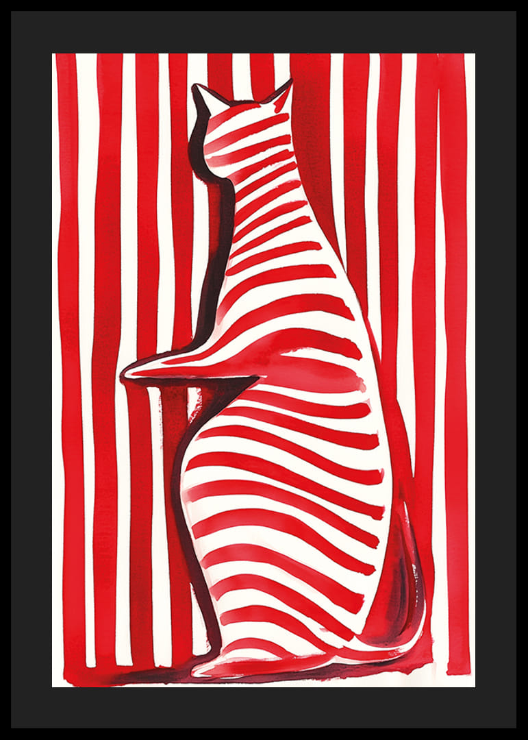 En katt i rött och vitt skapar en livfull visuell effekt-12