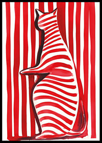 A cat in red and white creates a vibrant visual effect-6