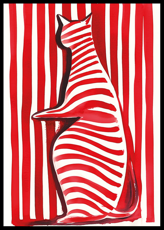 A cat in red and white creates a vibrant visual effect-12