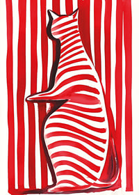 A cat in red and white creates a vibrant visual effect-7