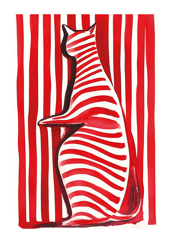 Poster Red Cat Contour