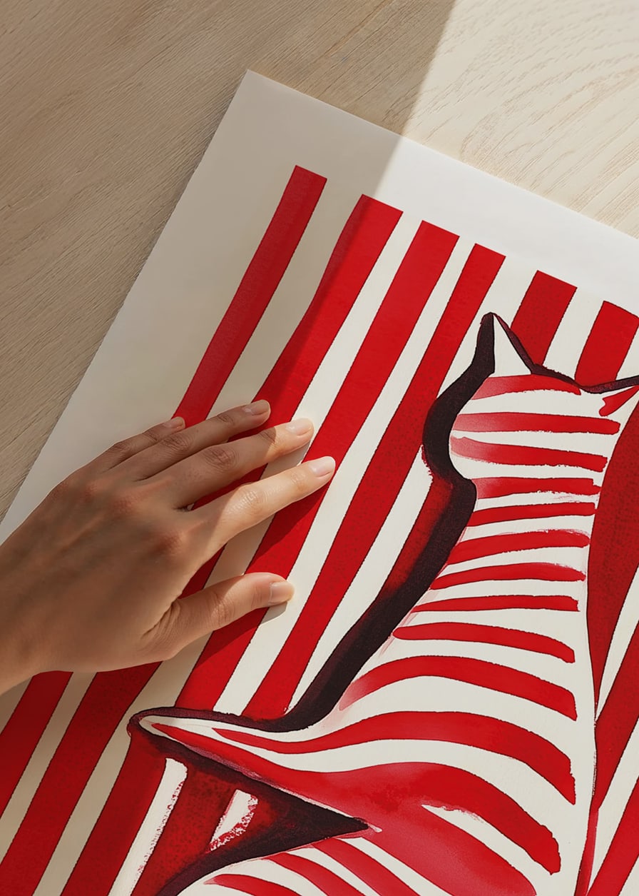 A cat in red and white creates a vibrant visual effect-12