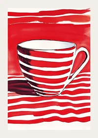 Red stripes create a vibrant contrast in this captivating motif of a cup-3