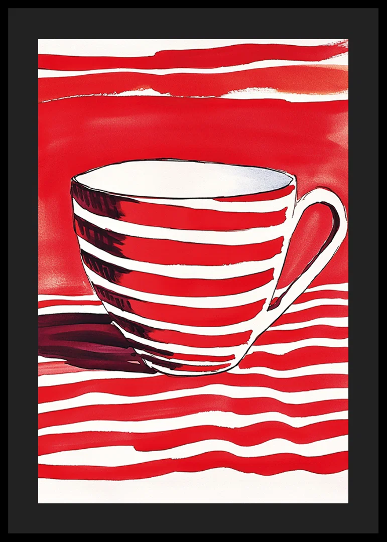 Red stripes create a vibrant contrast in this captivating motif of a cup-12