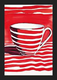 Red stripes create a vibrant contrast in this captivating motif of a cup-5