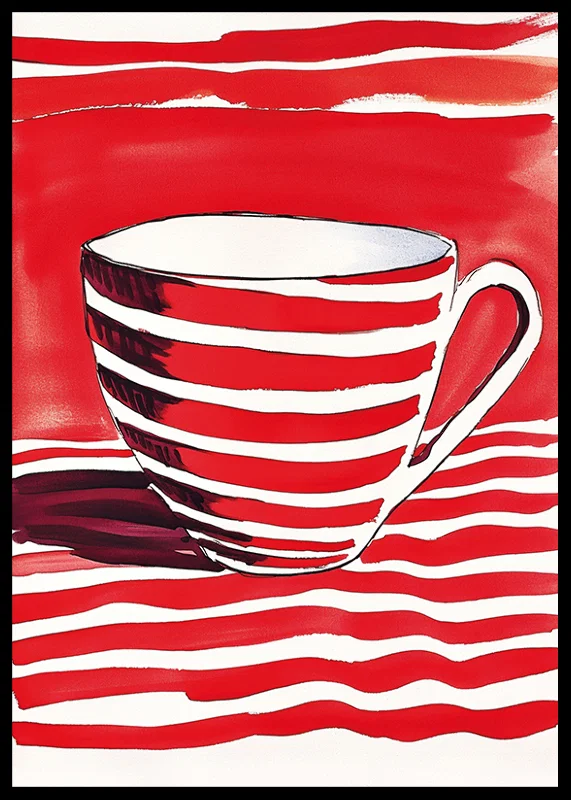 Red stripes create a vibrant contrast in this captivating motif of a cup-12