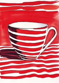 Red stripes create a vibrant contrast in this captivating motif of a cup-7